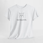Funny Cat Face T-Shirt — 'Resting Hangry Personality' Minimalist Graphic Tee