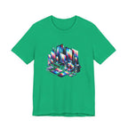 Retro Glitch City T-Shirt — Neon Vaporwave Pixel Tech Devices Tee