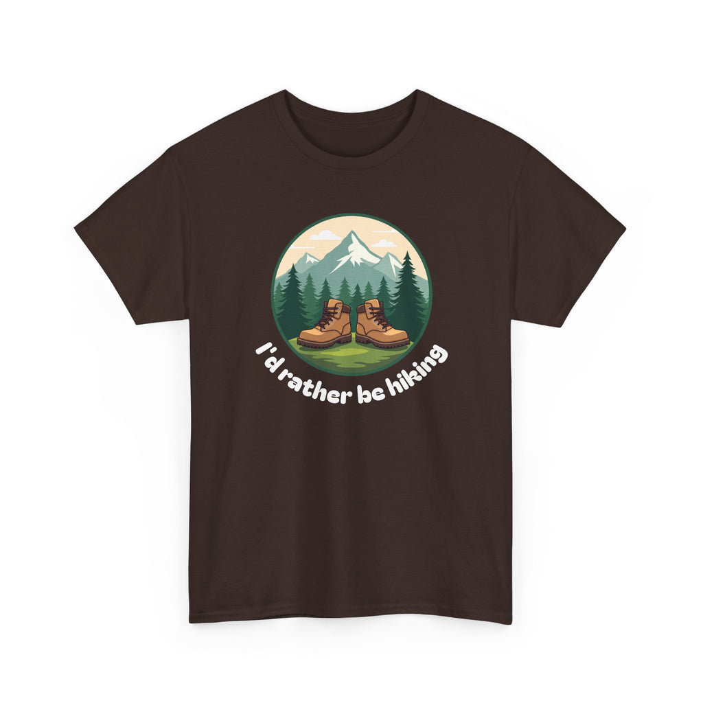 Hiking T-Shirt — 'I'd Rather Be Hiking' Mountain & Camping Graphic Tee