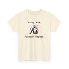 Football Soccer T-Shirt — "Sleep. Eat. Football. Repeat." Youth & Adult Crew Tee