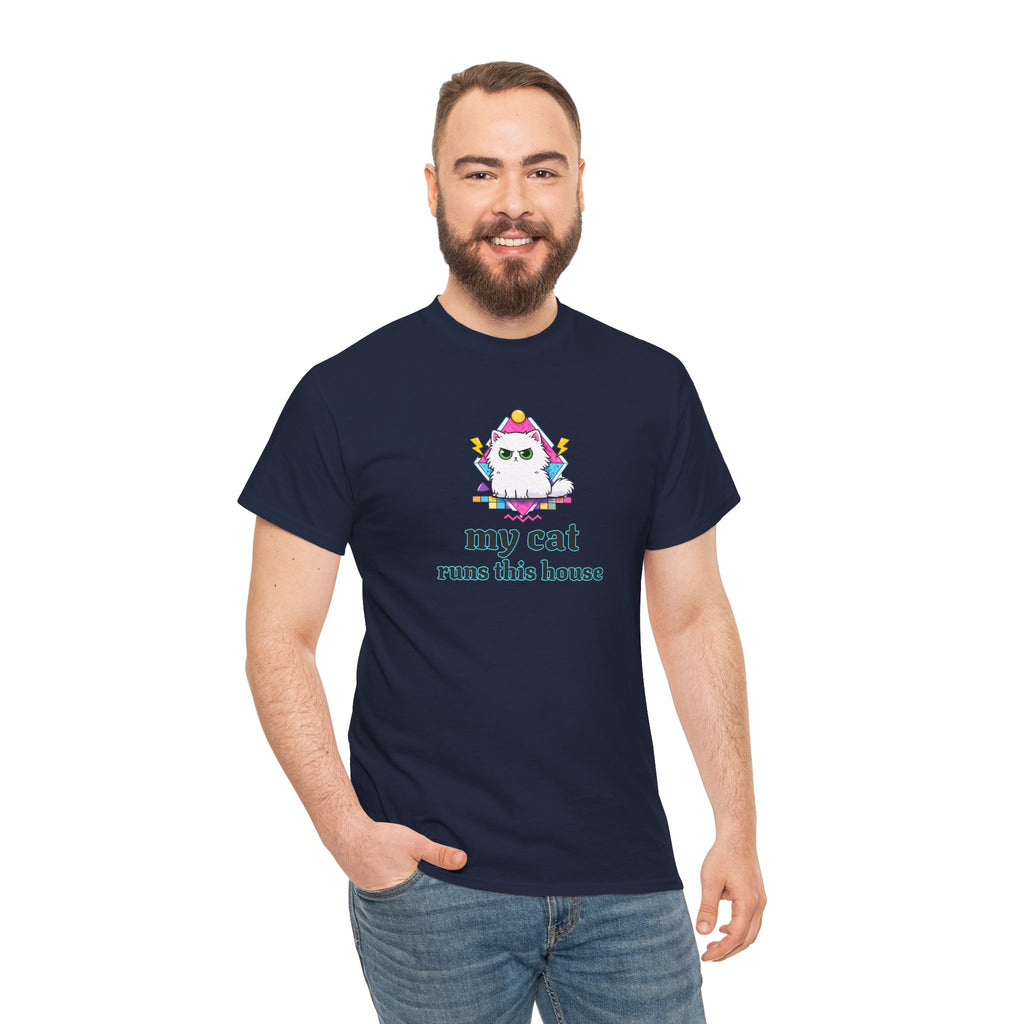 My Cat Runs This House T-Shirt — Cute Cat Graphic Tee for Cat Lovers