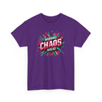 Chaos Ahead Graphic Tee — Warning! Colorful Explosion Design