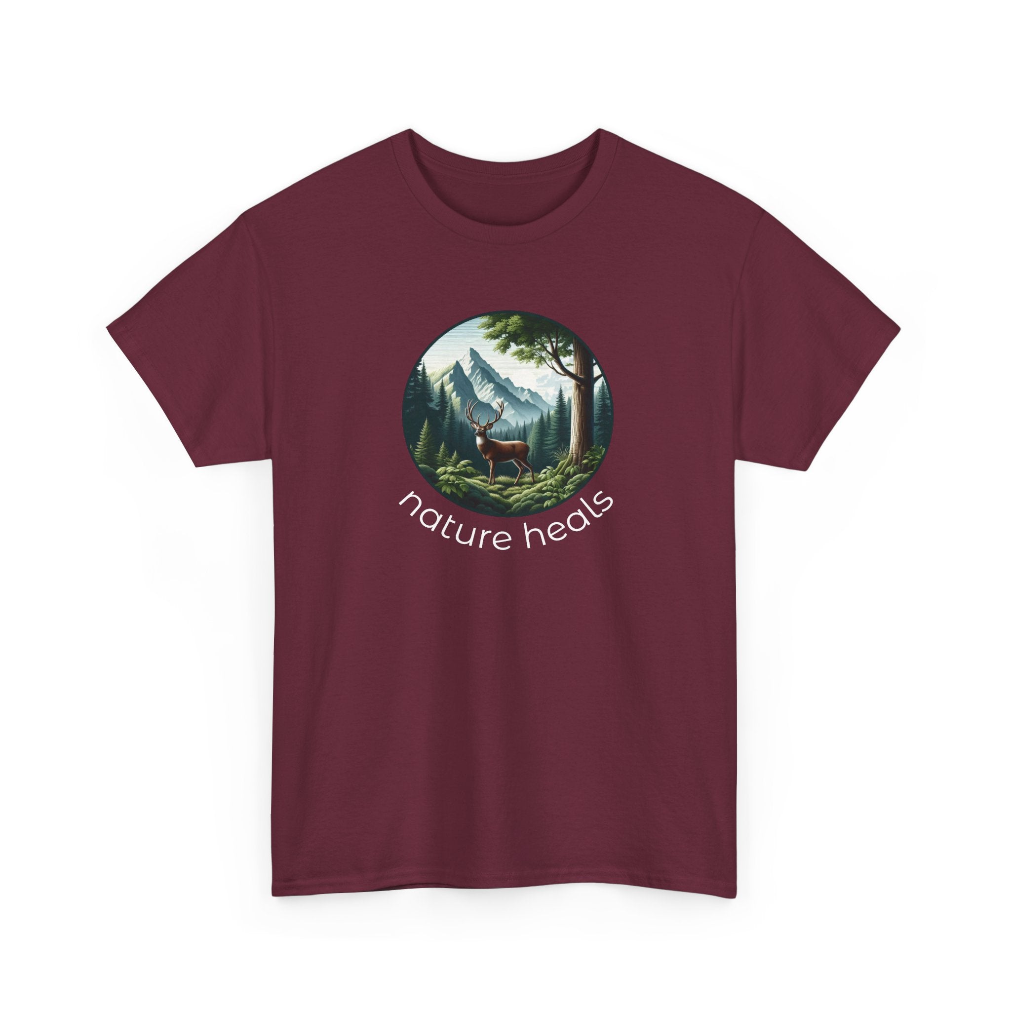 Nature Heals T-Shirt — Scenic Mountain Forest Graphic Tee