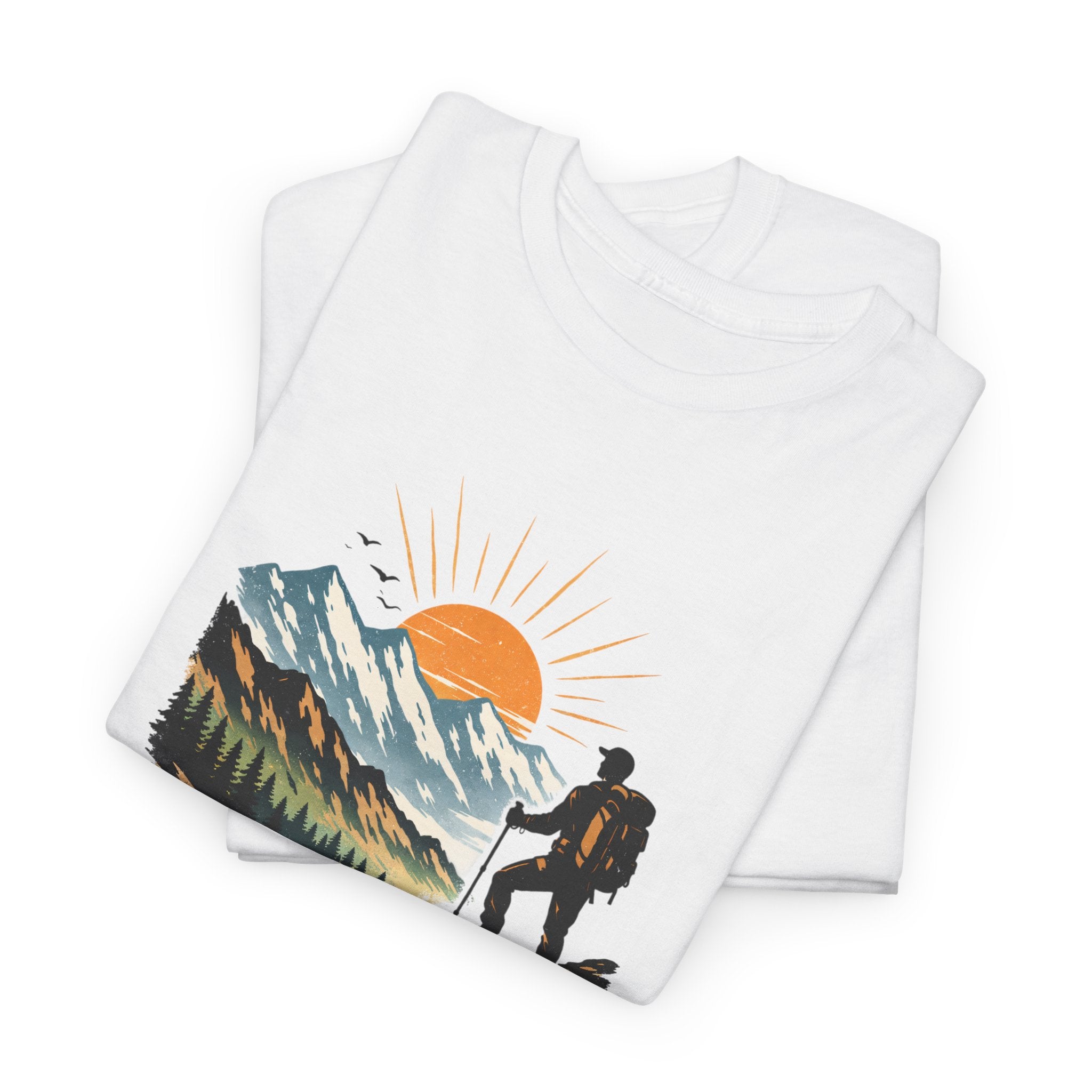Hiking Graphic Tee — "Mental Health Greater Than Miles" Mountain Sunset Shirt