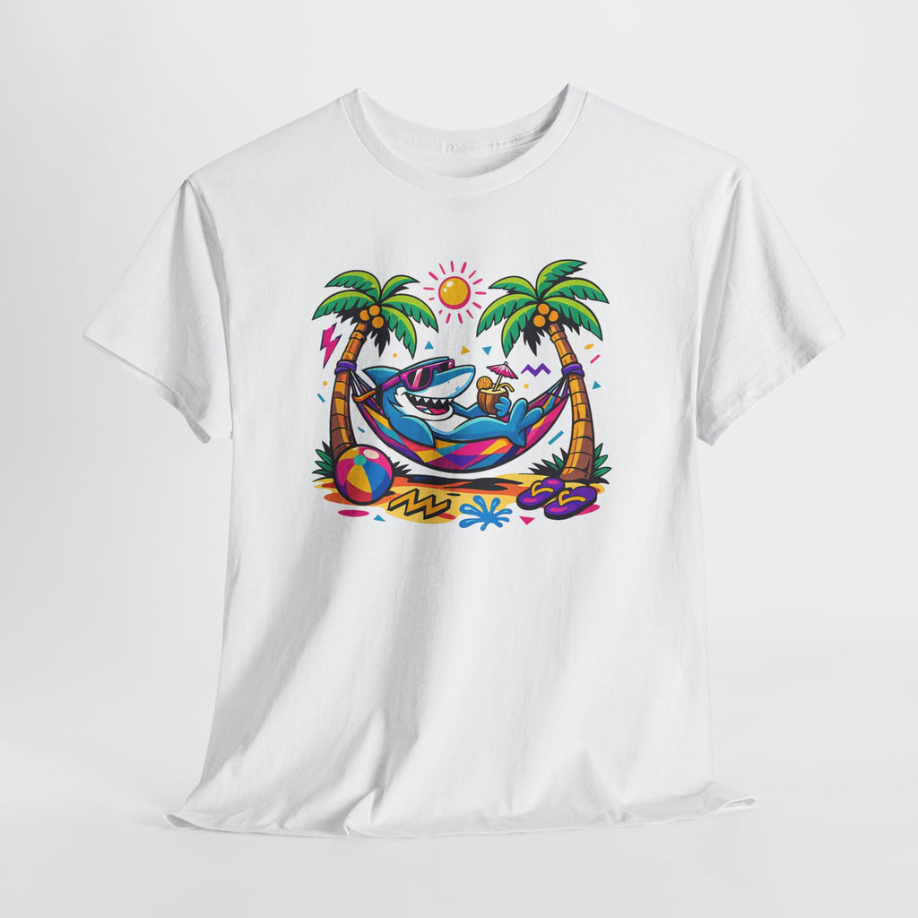 Beach Shark Hammock T‑Shirt — Tropical Summer Vibes Graphic Tee