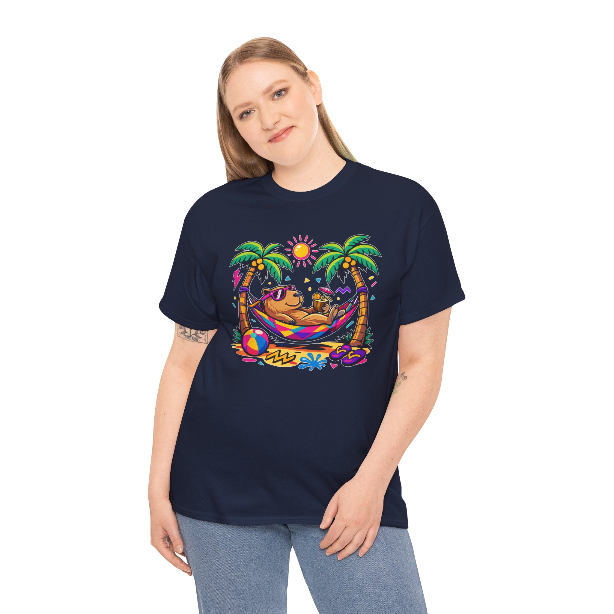 Beach Capybara Hammock T‑Shirt — Tropical Summer Vibes Graphic Tee