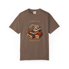 Reading Is My Happy Place T-Shirt — Cute Cat on Books Graphic Tee