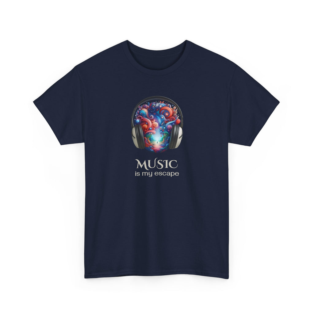 Music Is My Escape T-Shirt — Colorful Headphone Art Tee