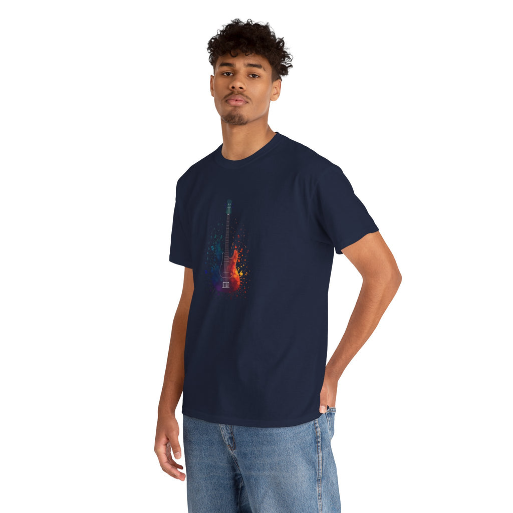 Guitar Splash T‑Shirt — Watercolor Electric Bass Guitar Music Tee