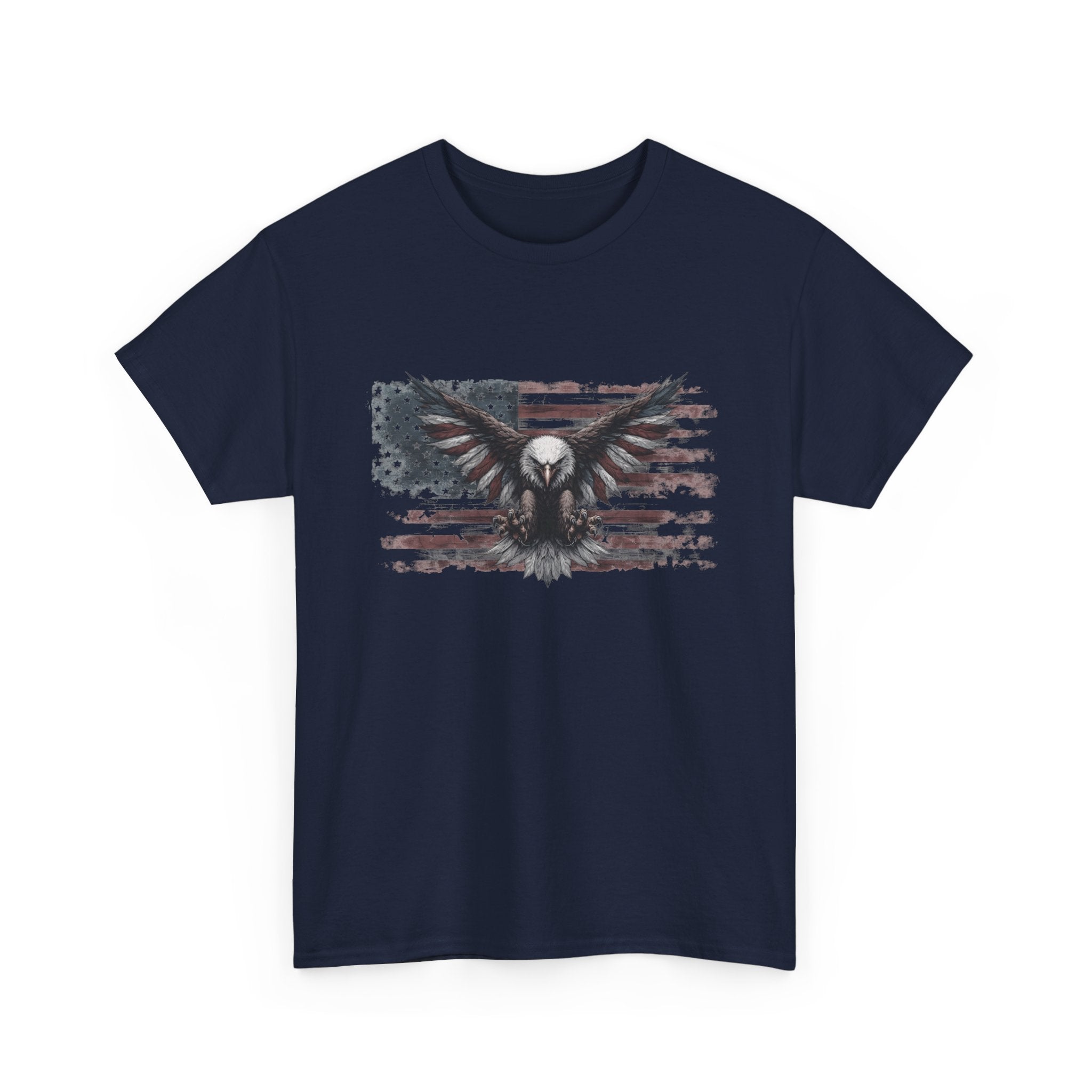 Patriotic Eagle T-Shirt — Distressed American Flag Graphic