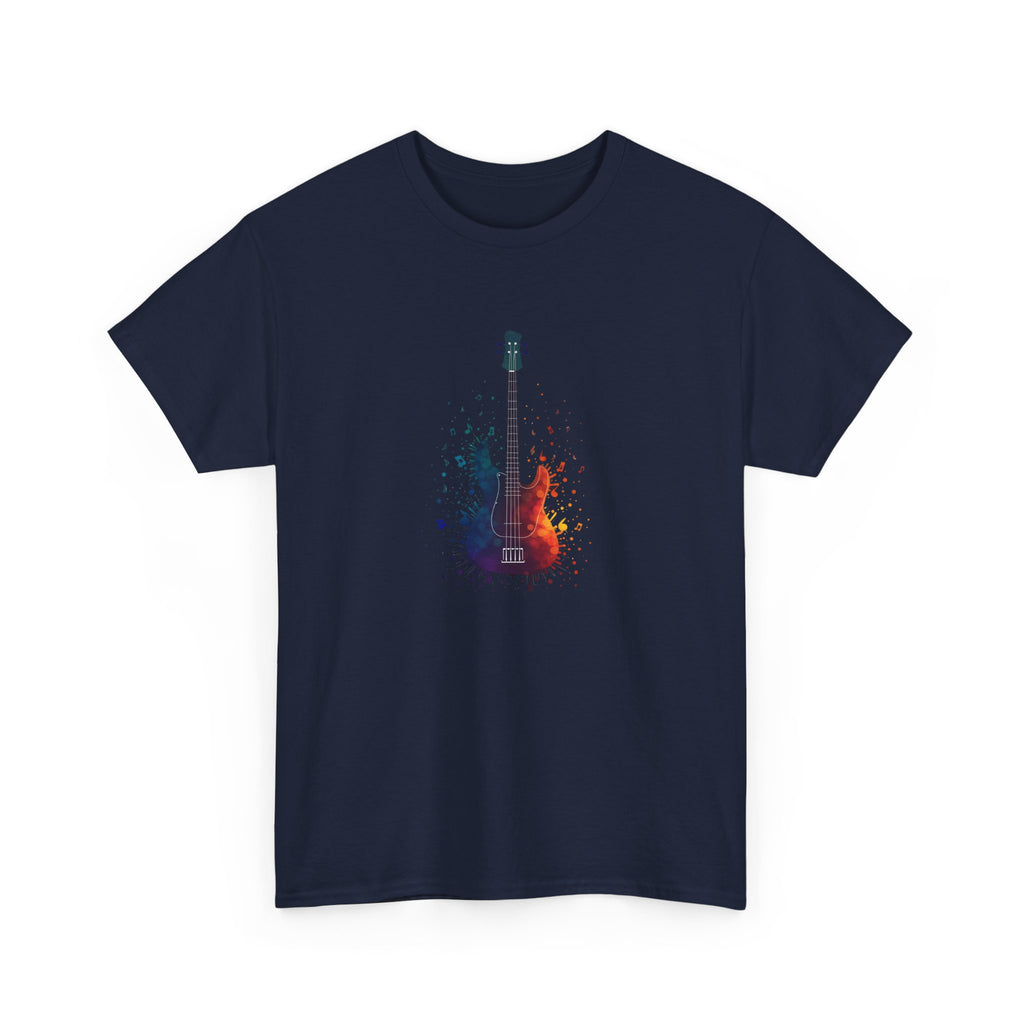 Guitar Splash T‑Shirt — Watercolor Electric Bass Guitar Music Tee